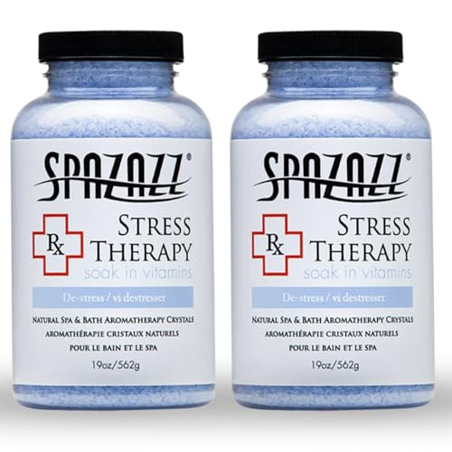 Spazazz Rx Stress Therapy Natural Spa Bath Salt Aromatherapy Crystals 2 Pack 19oz DeStress Calming Relaxing Natural Arom