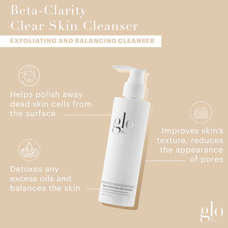 Glo Skin Beauty BetaClarity Clear Skin Cleanser 2 Salicylic Acid Clarifying Face Cleanser Clears Prevents Breakouts Exfo