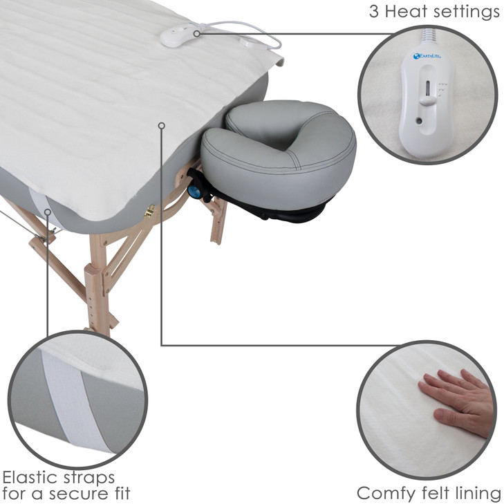 EARTHLITE BODYWORKERS Choice Massage Table Warmer Three Heat Settings Felt Lined Heating Pad 30 x 71 OneYear Replacement