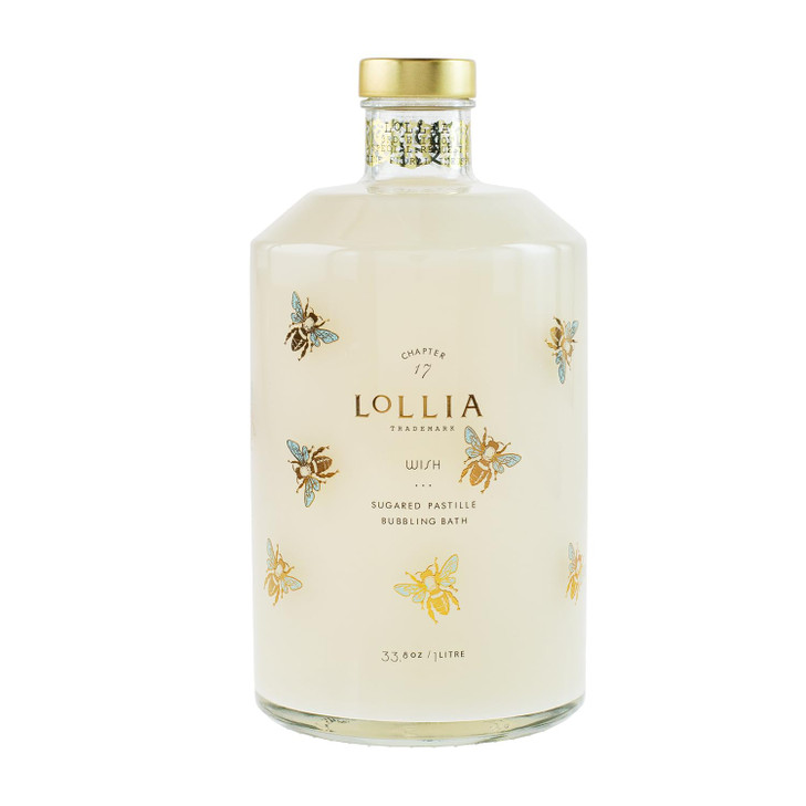 Lollia Wish Bubble Bath 338 fl oz Vanilla Bean Rice Flower Jasmine Leaves Sugar Cane Luxury Hydrating Womens Bubbling Ba