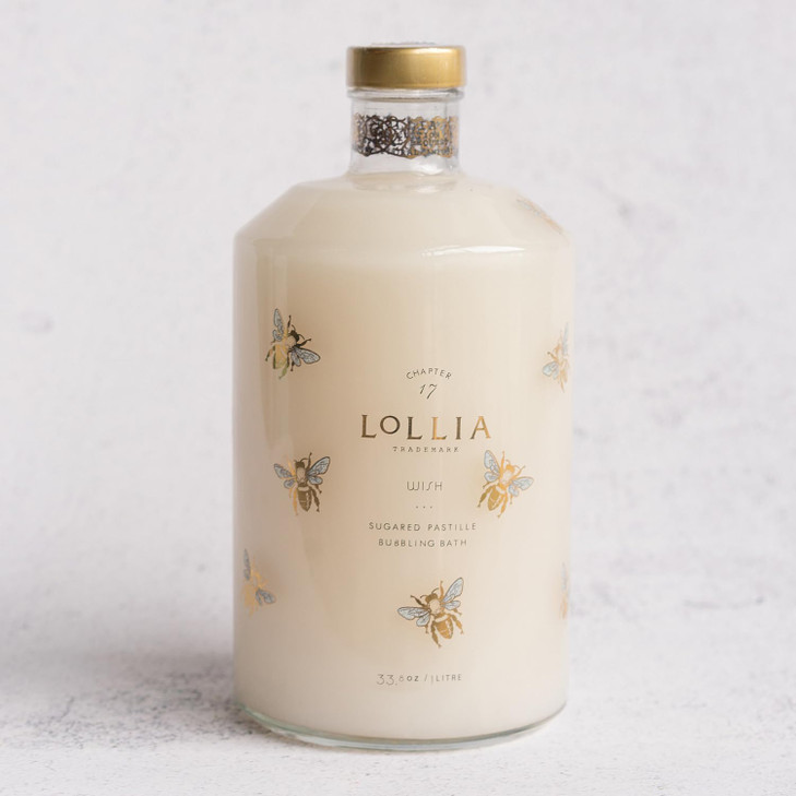 Lollia Wish Bubble Bath 338 fl oz Vanilla Bean Rice Flower Jasmine Leaves Sugar Cane Luxury Hydrating Womens Bubbling Ba