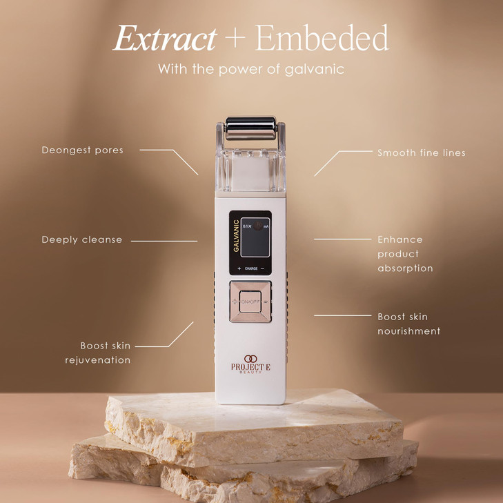 Project E Beauty Portable Rechargeable Galvanic Device Skin Care Reduce Wrinkles Skin Tightening Firming Fine Lines Desi