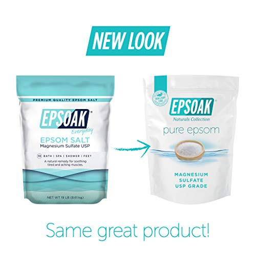 Epsoak Epsom Salt 19 lb Magnesium Sulfate USP Resealable Epsom Salt Bulk Bags Unscented Made in The USA CrueltyFree Cert
