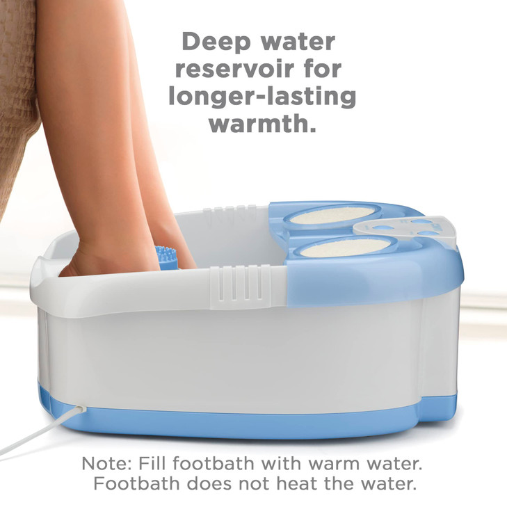 Conair Waterfall Pedicure Foot Spa Bath with Blue LED Lights Massaging Bubbles and Massage Rollers BlueWhite