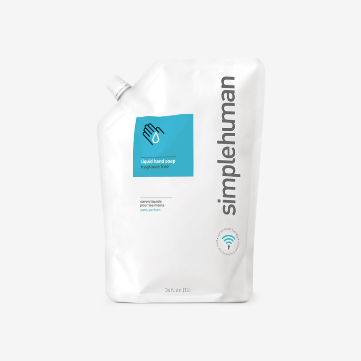 simplehuman Fragrance Free Moisturizing Liquid Hand Soap Refill Pouch 34 Fl Oz Pack of 6