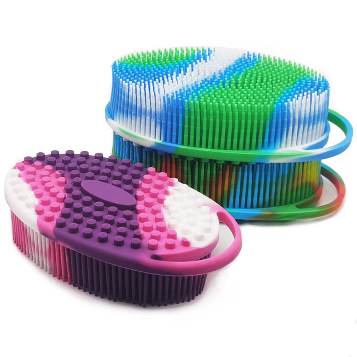 Soft Exfoliating Body Shower Scrubber Silicone Bath Brush for Kids Adults 3 Pack