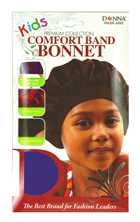 DONNA Comfort Band Kids Bonnet Soft Silky Satin Sleep Cap for Girls Wide Elastic Band Design Gentle Hair Protection for