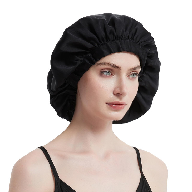 ALASKA BEAR 100 Mulberry Silk Bonnet Sleep Cap Breathable Head Wrap for Natural Curly Hair 25 Momme Both Sides Silky Smo