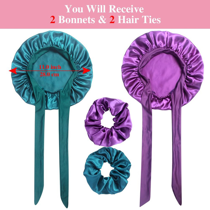 22 Satin Bonnets with Scrunchies for Kids Cute Hair Bonnets for Girls Sleeping Curly Hair B