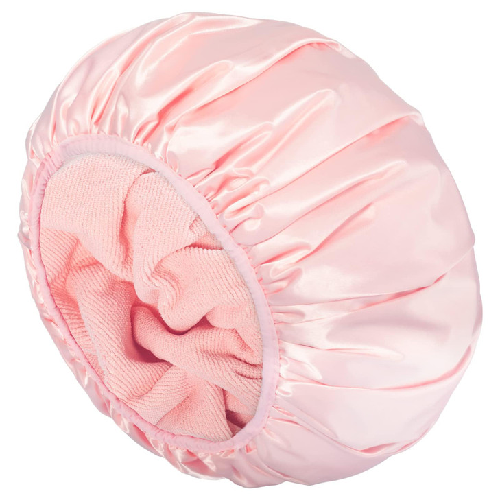 Aquior Shower CapTriple Layer Shower Cap for Women Reusable Waterproof Bath CapSilky Satin Outer Layer Terry Lining Extr