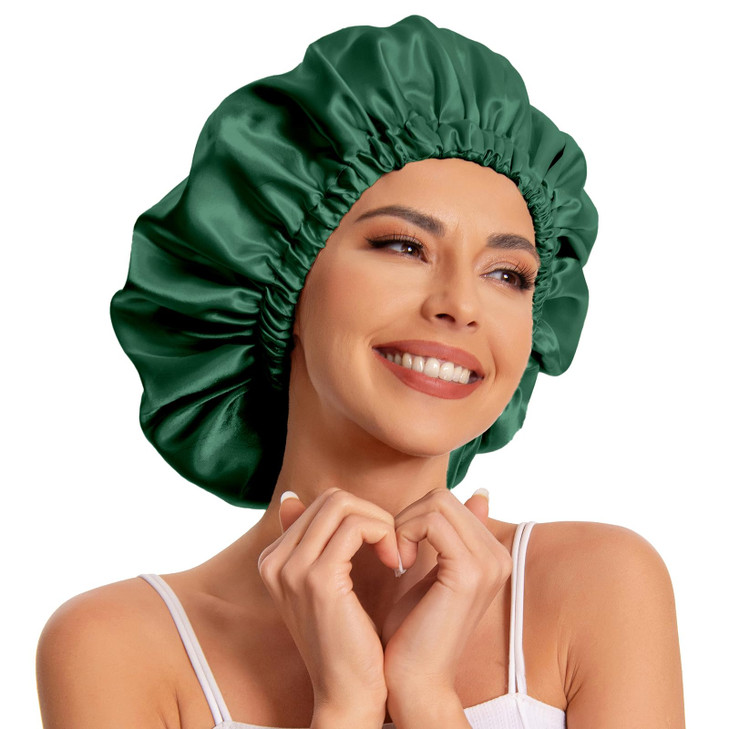 Satin Bonnet Silk Bonnet Hair Bonnet for SleepingSlouchy Beanie Hat Satin Sleep Cap for Womens Natural Curly HairBlackis