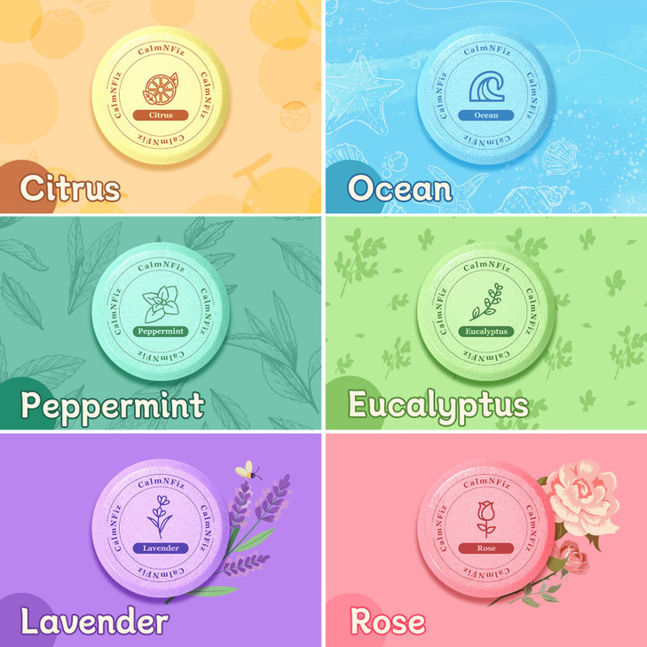 CalmNFiz 6 Pack Shower Steamers Aromatherapy Stocking Stuffers for Women Men Birthday Gifts for Her Christmas White Elep