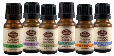 Fabulous Freannie Essential Oil Box Gift Set 100 Pure Grade Peppermint Lavender Sweet Orange Rosemary Eucalyptus and Tea
