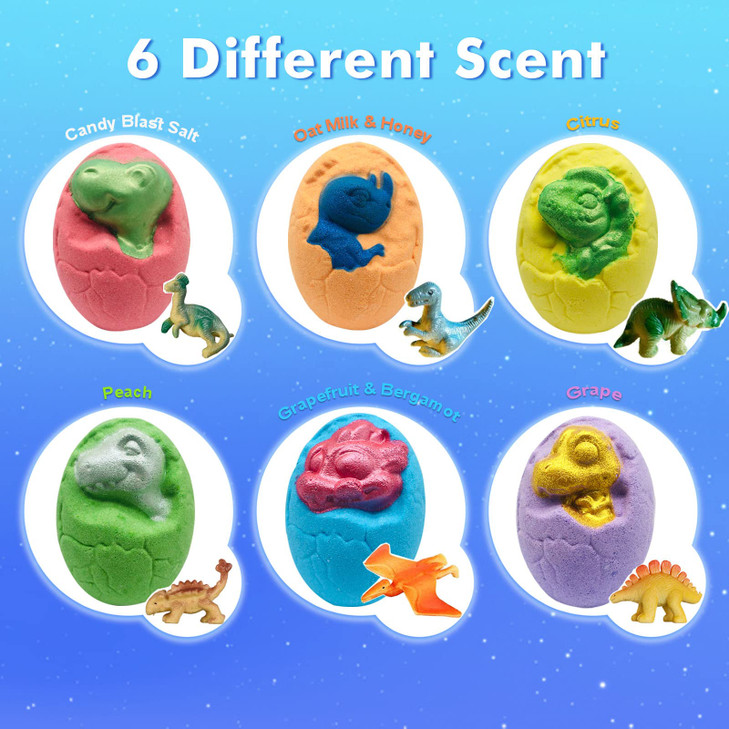 Bath Bombs for Kids XL Dino Eggs Bath Bomb with Surprise Toys Inside Kids Bath Bomb Gift Set Natural Bubble Bath Dinosau
