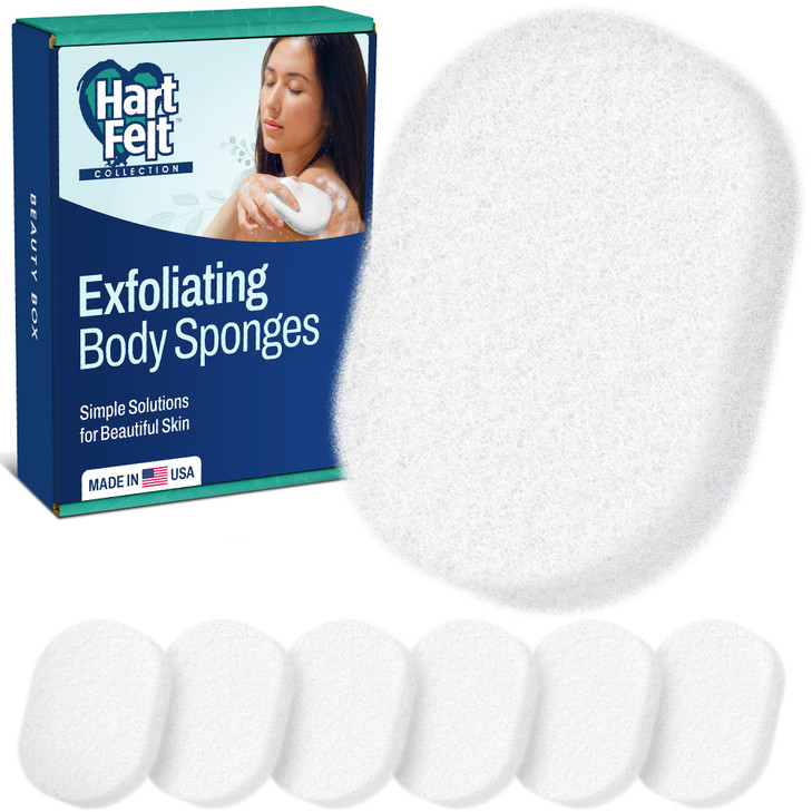 HartFelt 7 Pack Body Exfoliation Beauty Box with Body Wash Scrubber Super Soft Exfoliating Bath Sponges for Shower Women