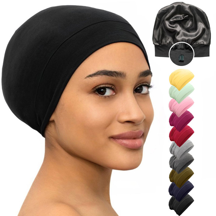 CAPLORD Satin Bonnet for Sleeping Curly Hair Wrap Sleep for Men Adjustable Silk Beanies for Women Silk Hair Bonnet for S