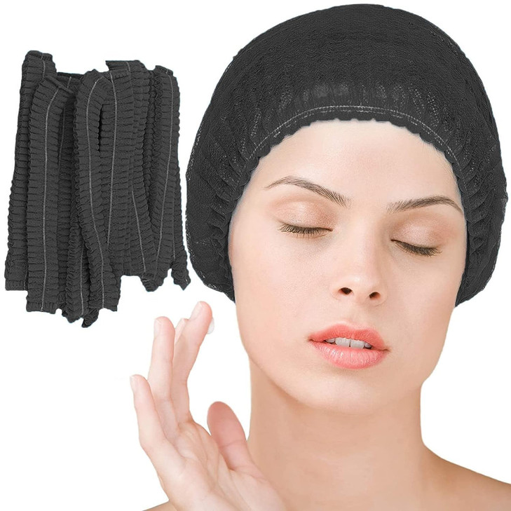 Disposable Bouffant Caps 100pcs24inches Hair Net Elastic Dust Cap for Food ServiceSalonSpaKitchen Head Cover Black