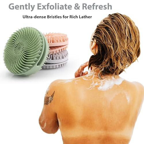 2 Pack Silicone Exfoliating Body Scrubber Silicone Body Brush Soft Silicone Loofah for Sensitive Skin Shower Head Massag