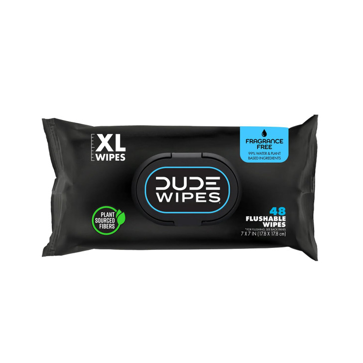 DUDE Wipes Flushable Wipes 48 Count Dispenser Unscented Wet Wipes with VitaminE Aloe for atHome Use Septic and Sewer Saf