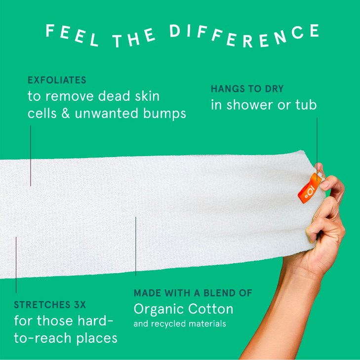 Cleanlogic Body Exfoliating Cloth Stretchy Organic Sustainable Cotton Exfoliator Bath and Shower Washcloths Reusable Dai