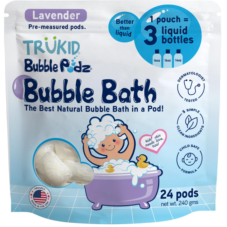TruKid Bubble Podz Bubble Bath for Kids Toddlers Babies Tear Free Gentle Refreshing Bath Bomb for Sensitive Skin with Na