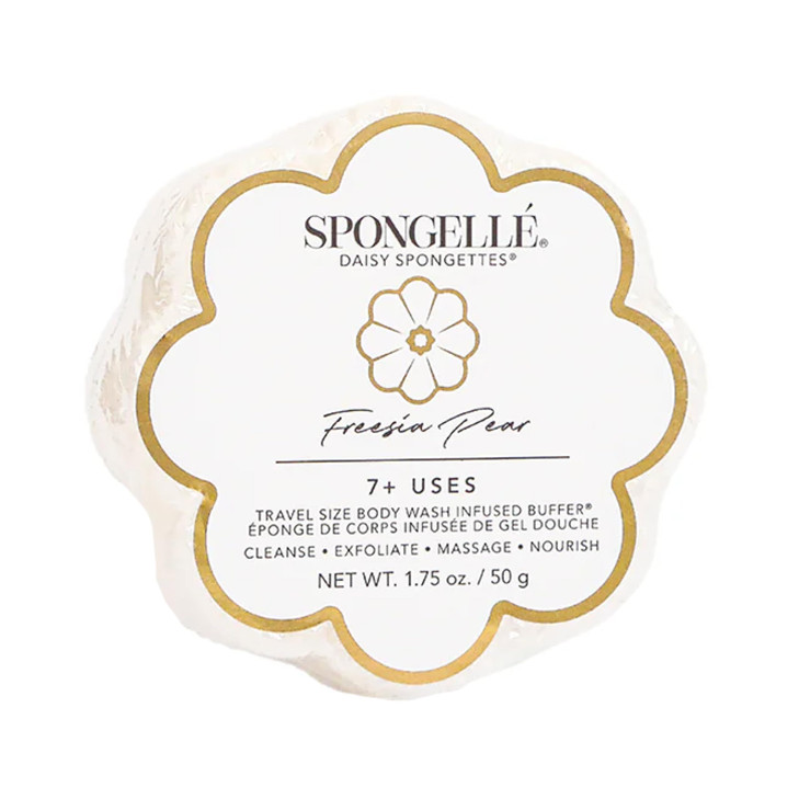 Spongelle Freesia Pear Spongette Loofah Body Scrubber Bath Shower Loofah for Women Body Scrubber Exfoliator with Body Wa