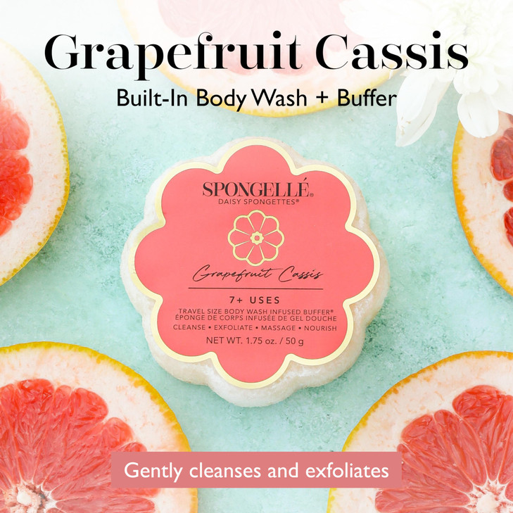 Spongelle Grapefruit Cassis Spongette Loofah Body Scrubber Bath Shower Loofah for Women Body Scrubber Exfoliator with Bo