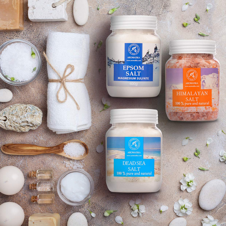 Bath Salts Set 42 Oz Epsom Salt Himalayan Pink Salt Dead Sea Salt 100 Pure Natural Best for Good Sleep Beauty Bathing Bo