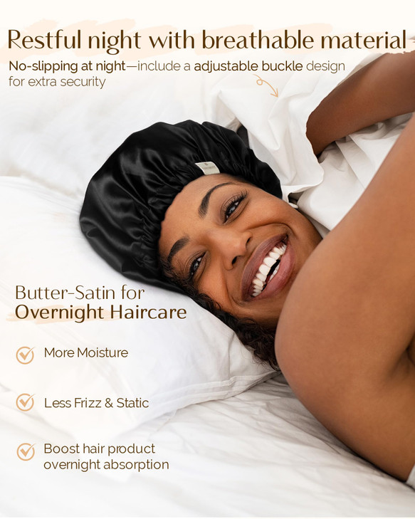 YANIBEST Satin Bonnet for Sleeping Hair Bonnets for Women and Men Double Layer Ajustable Silky Bonnet for Curly Braids H