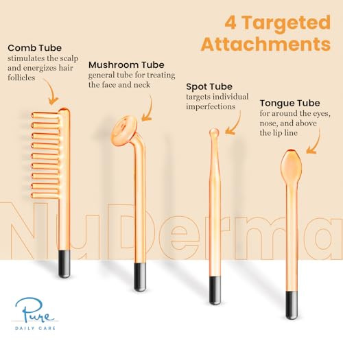 Pure Daily Care NuDerma Handheld Skin Therapy Wand Machine wNeon AntiAging Skin Tightening Wrinkle Reducing Dark Circles