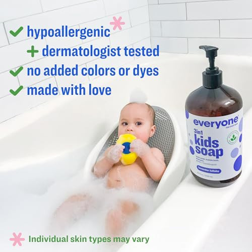 Everyone 3in1 Kids Soap Body Wash Bubble Bath Shampoo 32 Ounce Pack of 2 Lavender Lullaby made with Essential Oils for T