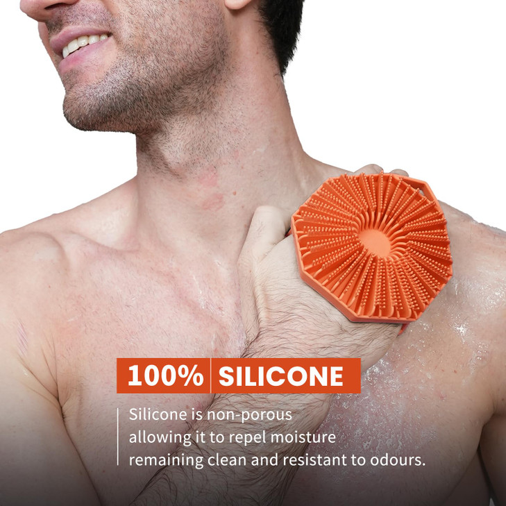 iTokGok Premium 2in1 SilverInfused Silicone Body Scrubber DoubleSided Design Body Brush Silicone Body Scrubber Exfoliati