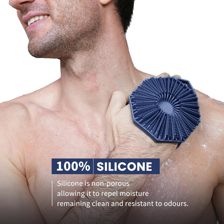 iTOKGOK 2in1 SilverInfused Silicone Body Scrubber DoubleSided Design Body Brush Body Scrubber Exfoliating Body Brushes f
