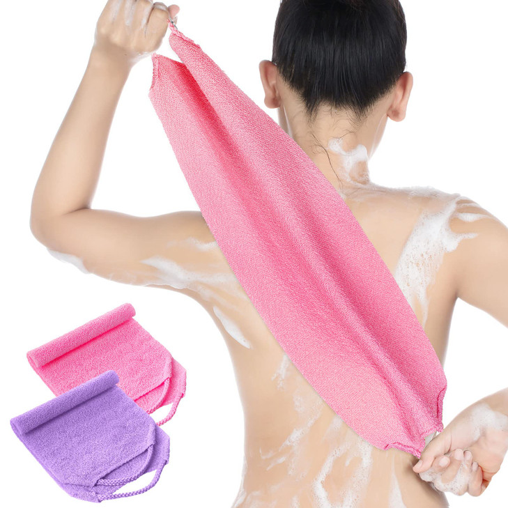 Exfoliating Back Scrubber with Handles for Shower for Women Exfoliating Back Cloth Body Extended Length Scrubber Towel N