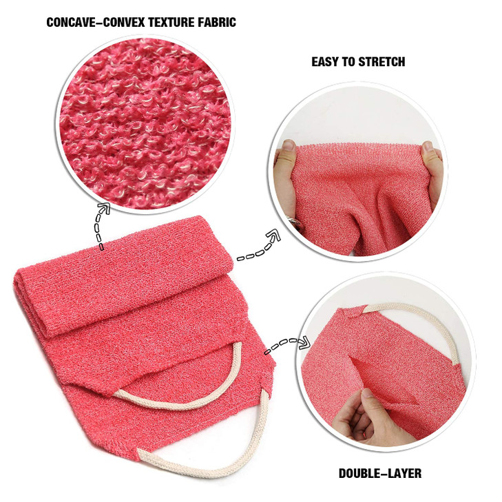 Evridwear Exfoliating Back Scrubber for Shower DoubleSided Body Scrubber with Handles Deep Clean Massage Exfoliate Back