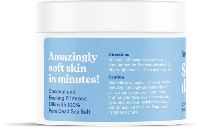ASUTRA Dead Sea Salt Essential Oil Body Scrub Exfoliator Revitalizing Coconut 16 oz Ultra Hydrating Gentle Moisturizing