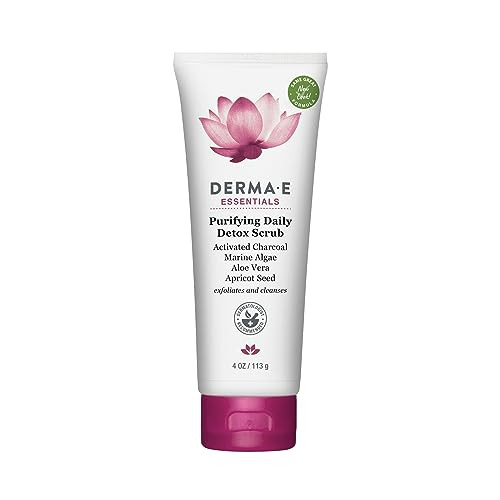 DERMA E Purifying Daily Facial Detox Scrub with Activated Charcoal and Seaweed Extract Exfoliating Face Scrub Cleanses S