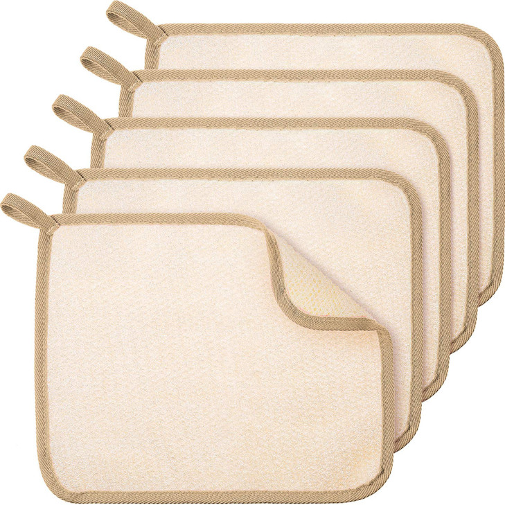 Tatuo 5 Pcs Exfoliating Face and Body Wash Cloths Towel Weave Bath Exfoliating Scrub Massage Bath Cloth for Women and Me