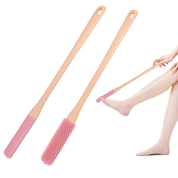 OWIIZI Toe Cleaning Brush 157 Foot Scrubber in Shower with Long Handle Silicone Foot Brush Soft Skin Exfoliation Lotion