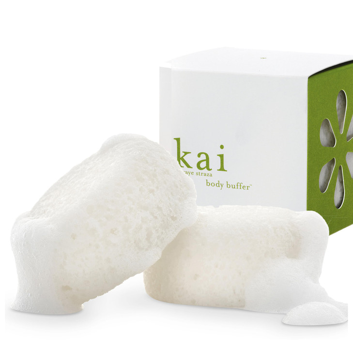 kai Body Buffer 2 Count exfoliating Bath sponges with Builtin Cleanser Gardenia Scent Vegan CrueltyFree Gently exfoliate