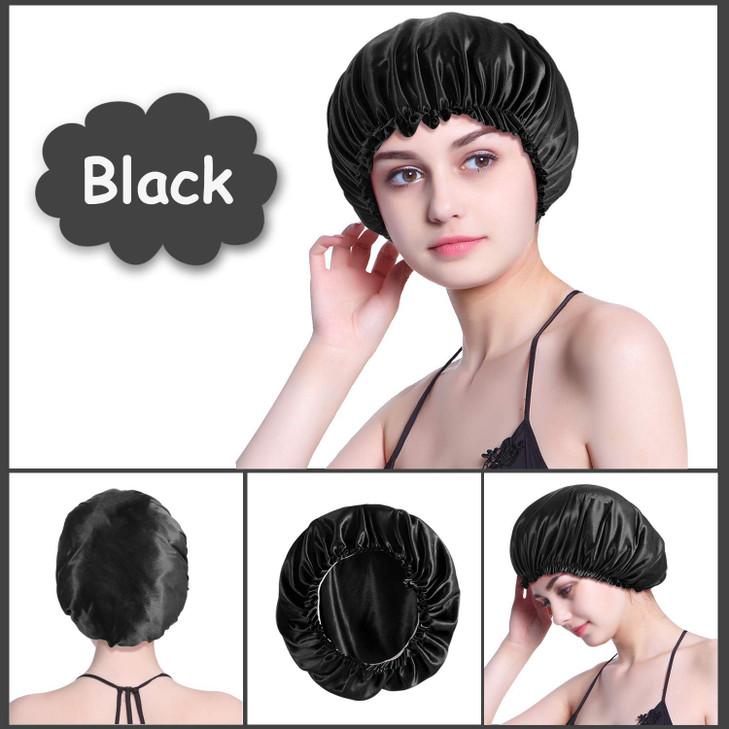 ROYBENS 4PCS Satin Bonnets for Women Silk Hair Bonnet for Sleeping Silky Sleep Cap for Curly Hair Braids B