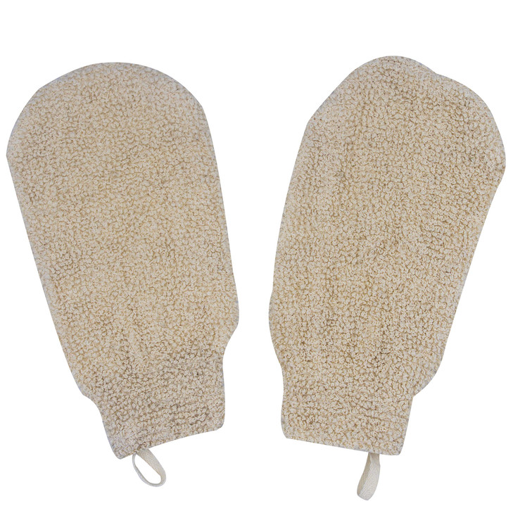 Bleu Bath 2 Pack Natural Exfoliating Hemp Bath Mitt Shower Gloves Loofah Washcloth Sponge Machine Washable Body Scrubber