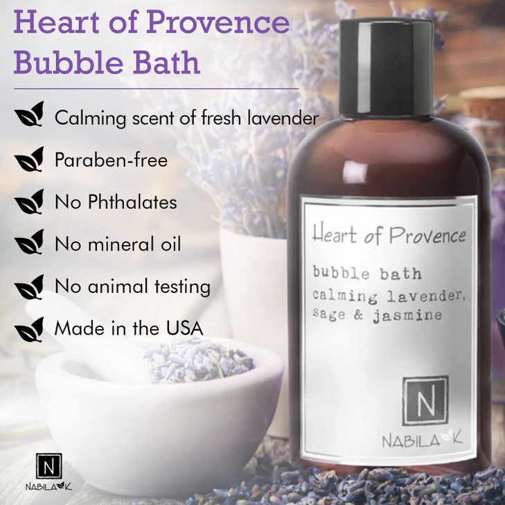 Heart of Provence Travel Size Bubble Bath with Lavender Sage Jasmine Scent by Nabila K Essential Oils Natural Ingredient
