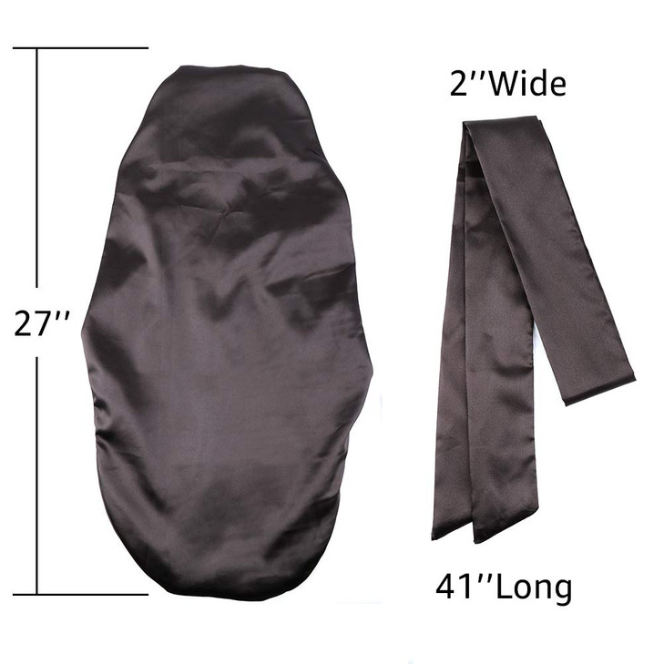 sent hair XL Satin Hair Bonnet for Women DoubleLayer Elastic Night Sleeping Cap with Tie Band for BraidsCurlyLong Hair B