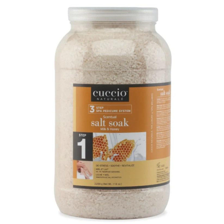 Cuccio Luxury Spa Scentual Salt Soak Milk and Honey Bath Salts for Hands Feet and Body Soothing and Revitalizing 116 Oun