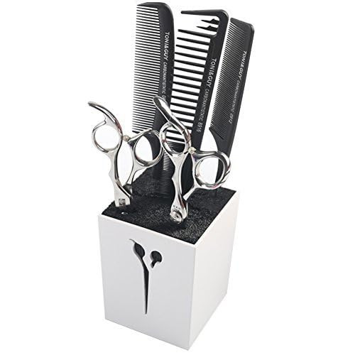 OLizee Professional Acylic Salon Scissors Holder Box Hairdressing Combs Clips Organizer Rack for Hair StylistWhite