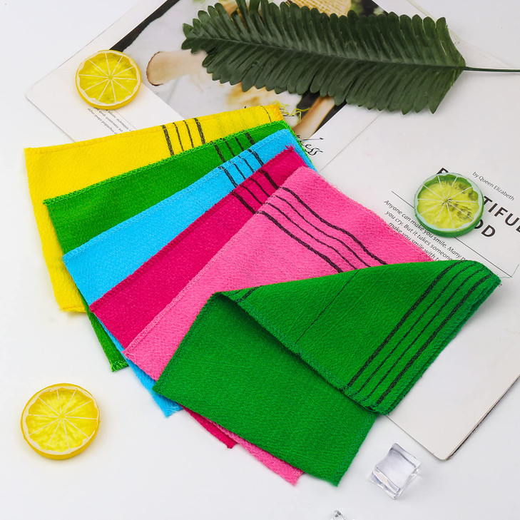 6 Pcs Exfoliating Washcloth Korean Exfoliating Mitt Colorful Korean Exfoliating Cloth for Removing Dry Large Size Exfoli