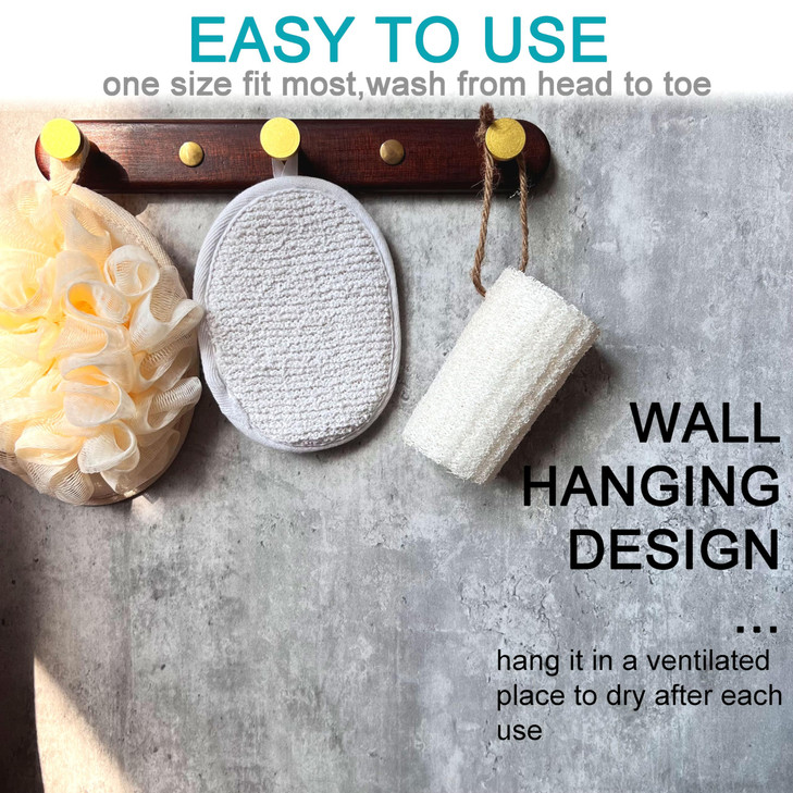 6 pcsSet 4357 Natural Exfoliating Face Body Pad Loofah Sponge Facial Brush Shower Scrubber Body Bath Spa for Men Women R