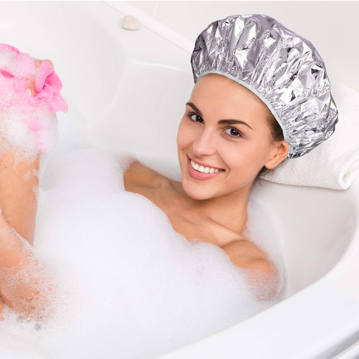 12 Pieces Deep Conditioning Caps Aluminum Foil Reusable Hair Processing Hair Coloring Shower Caps for Home Salon Use12 I