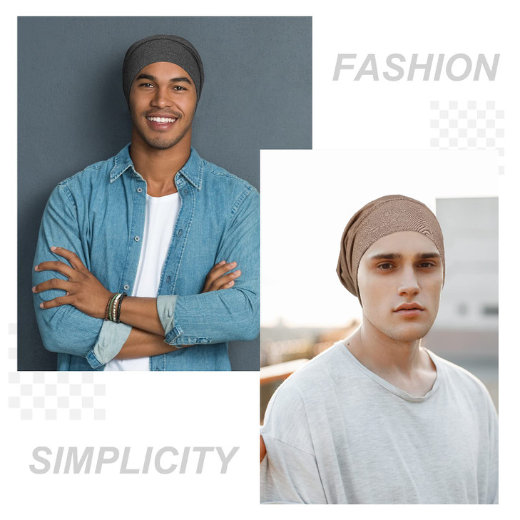 4 Pieces Satin Lined Hair Cover Satin Sleep Bonnet AdjustableDesigned Sleeping Beanie Stay on No Fading Cap for Men